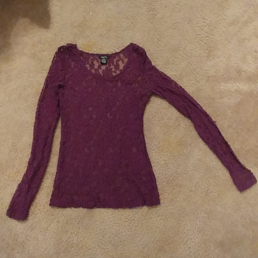 Lace sheer long sleeve top